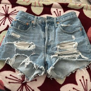 Levi’s 501 ripped denim shorts